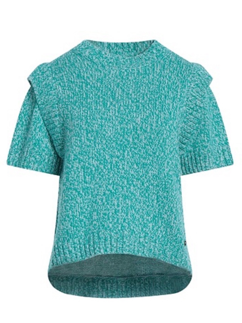 Ted Baker Aisana Green Marl Ruffle Shoulder Short Sleeve Knit Top Size 1 / US 4